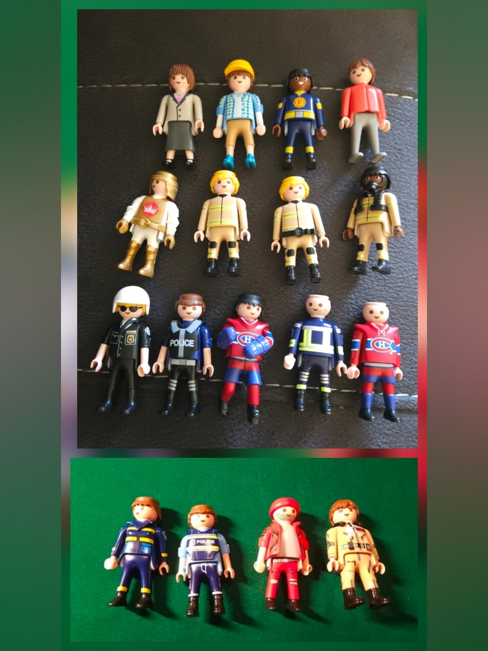 Huge Lot Of 16 Playmobil Assorted Action Figure Lot, Police, Firefighter, NHL ++
